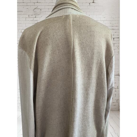 Tempo Paris Womens Lagenlook Boho Faux Suede Knit Draped Jacket Size Large - Picture 8 of 10